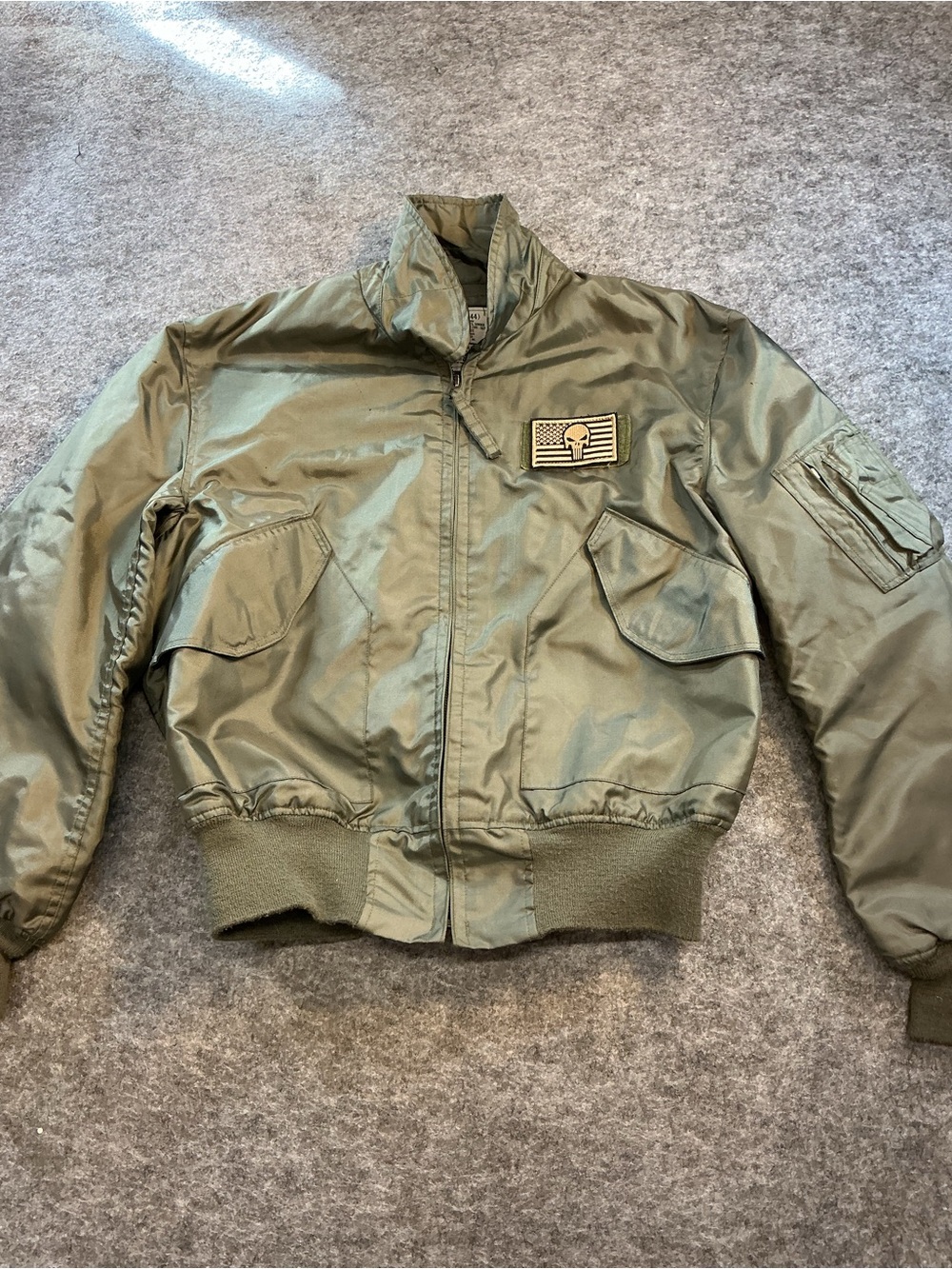 Men's Military Fire Resistant Aviation FLyer Olive Green Flight Jacket Size L